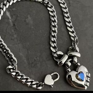 Necklace 925 StSilver  with Heart and Blue Stone